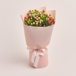 Elegant bouquet with colorful flowers and berries, flowers theme